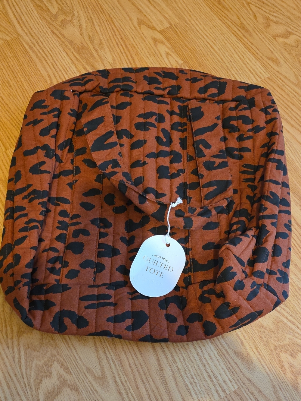 Eccolo Quilted Leopard-Print Tote in Brown and Black